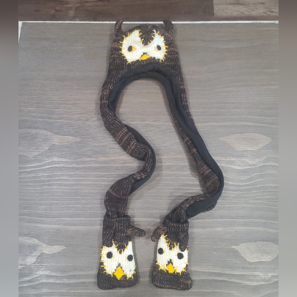 Brown Owl Knit Scarf